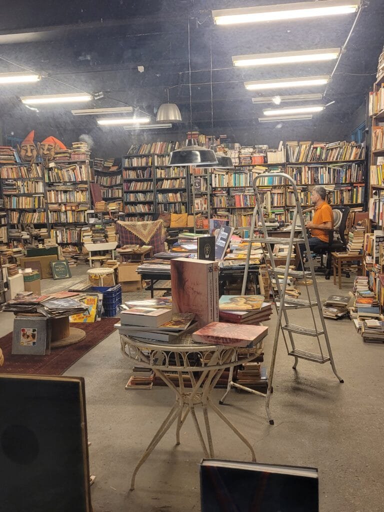 Bookshop and studio inside the Bhering Factory in Rio