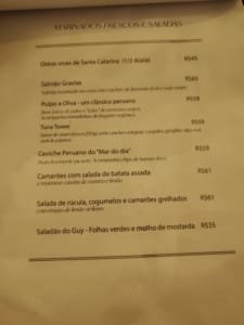 Cardápio do Preço Proa Cozinha Bar
