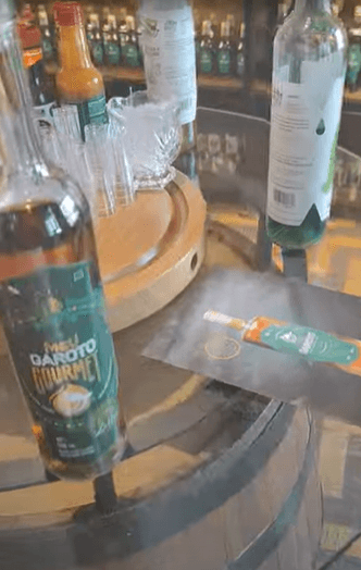 Bottle of Daroto jambu cachaça at Cachaçaria Meu Garoto in Belém