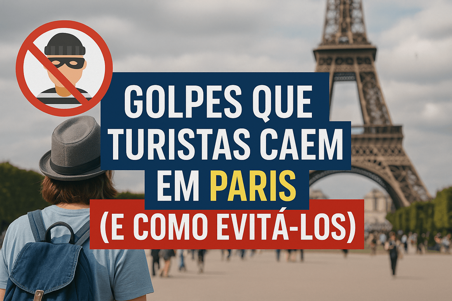Golpes que turistas caem em Paris perto da Torre Eiffel