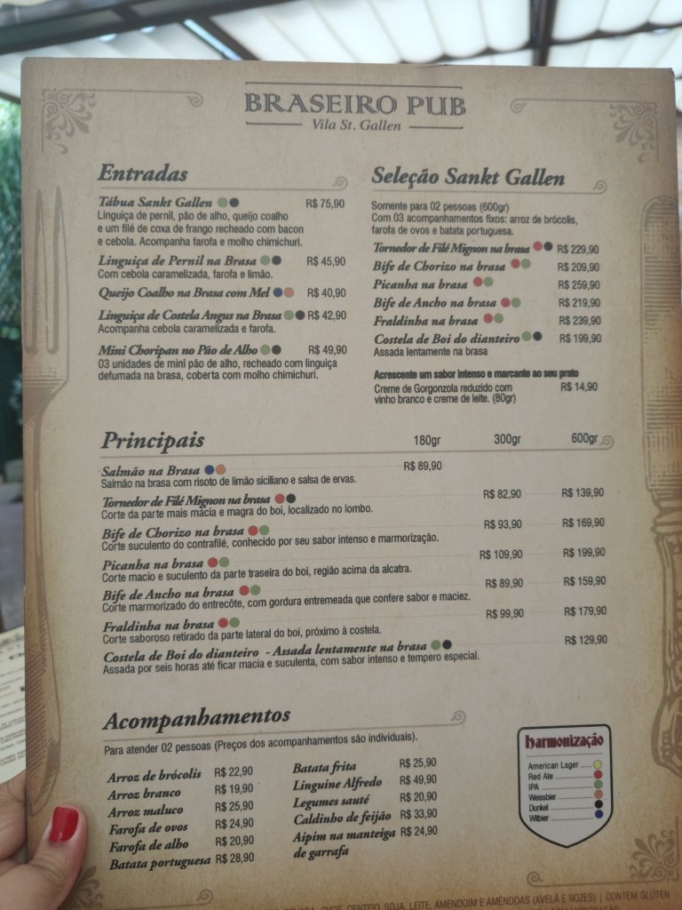 Cardápio do restaurante Vila St. Gallen em Teresópolis