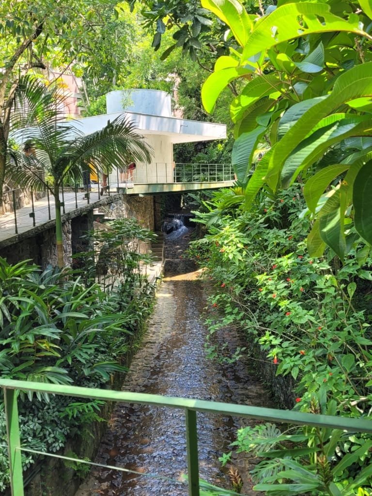 Jardim e arquitetura moderna do Instituto Moreira Salles, na Gávea