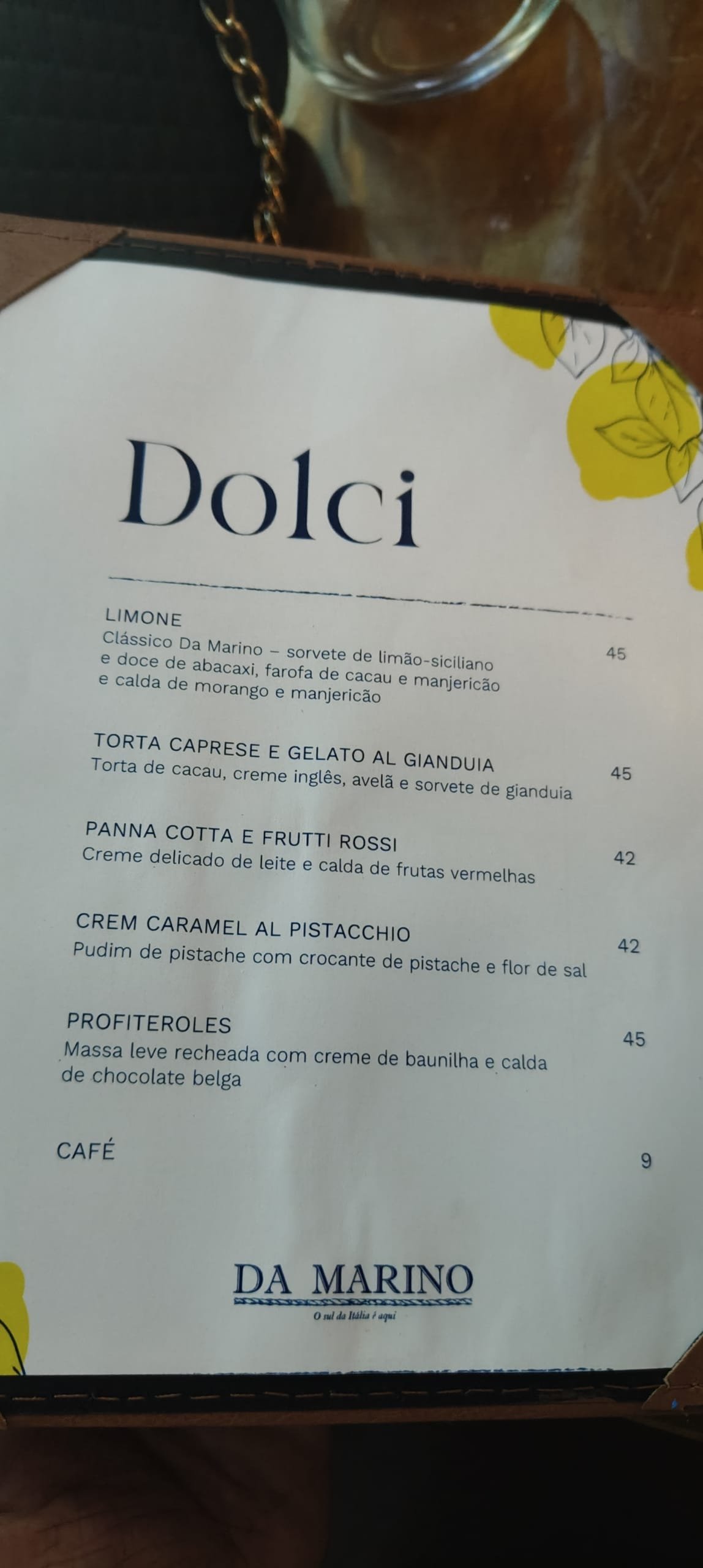 Da Marinó Restaurant menu