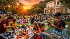 Verão na Casa Firjan 2026 com público participando de oficinas e performances ao ar livre no jardim da Casa Firjan em Botafogo, Rio de Janeiro.