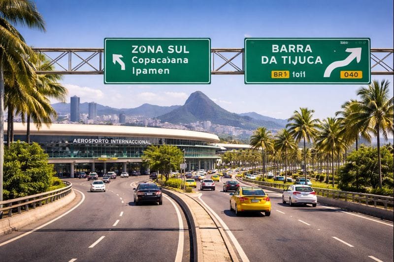 Opções de transporte do Aeroporto do Galeão para Zona Sul e Barra da Tijuca