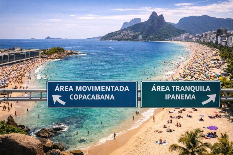 Placas indicando praias famosas do Rio e Praias perigosas x praias seguras no Rio