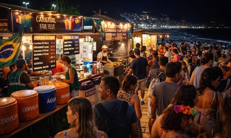 🎭 Quanto custa comer e beber no Carnaval Fan Fest em Copacabana? Preços atualizados do primeiro dia 4 Preços de comidas e bebidas no Carnaval Fan Fest em Copacabana 2026