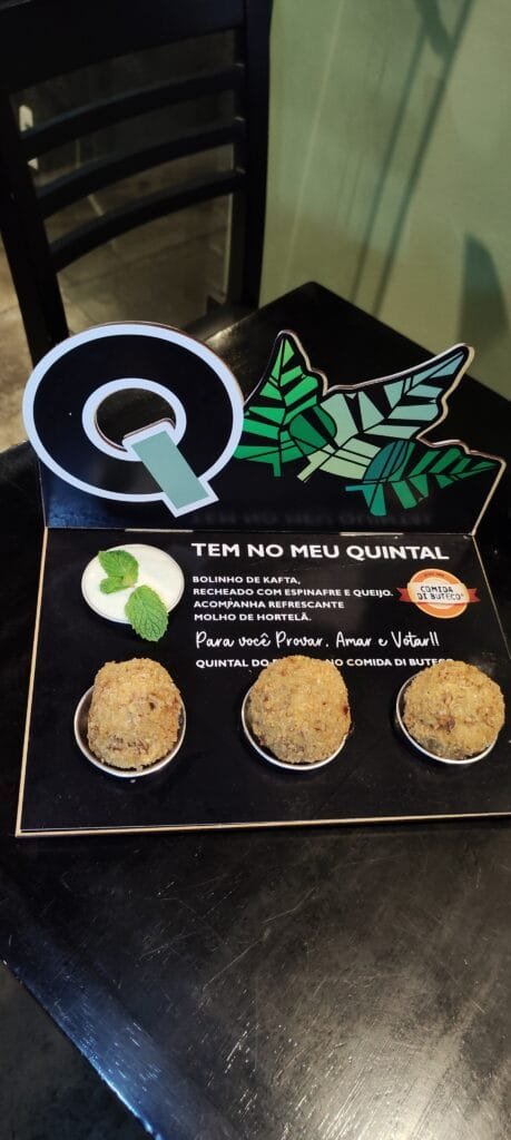 petisco tem no meu quintal quintal do peixoto comida di buteco 2026 bolinho de kafta com espinafre e queijo