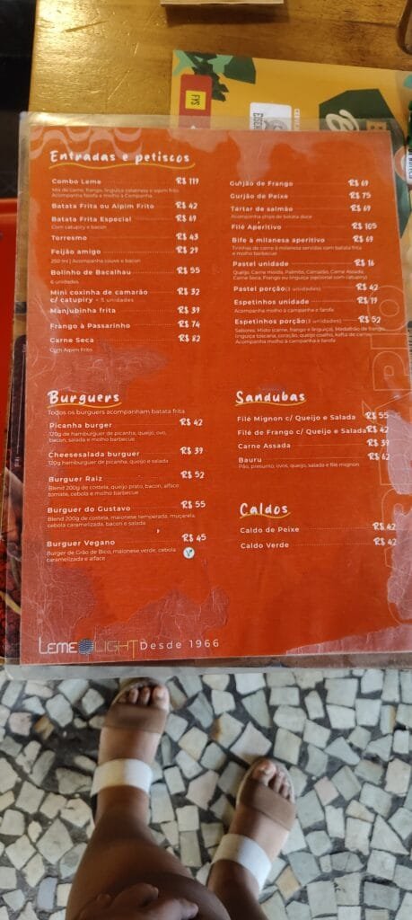 card&aacute;pio do leme light no rio de janeiro com pre&ccedil;os de petiscos burgers e sandu&iacute;ches
