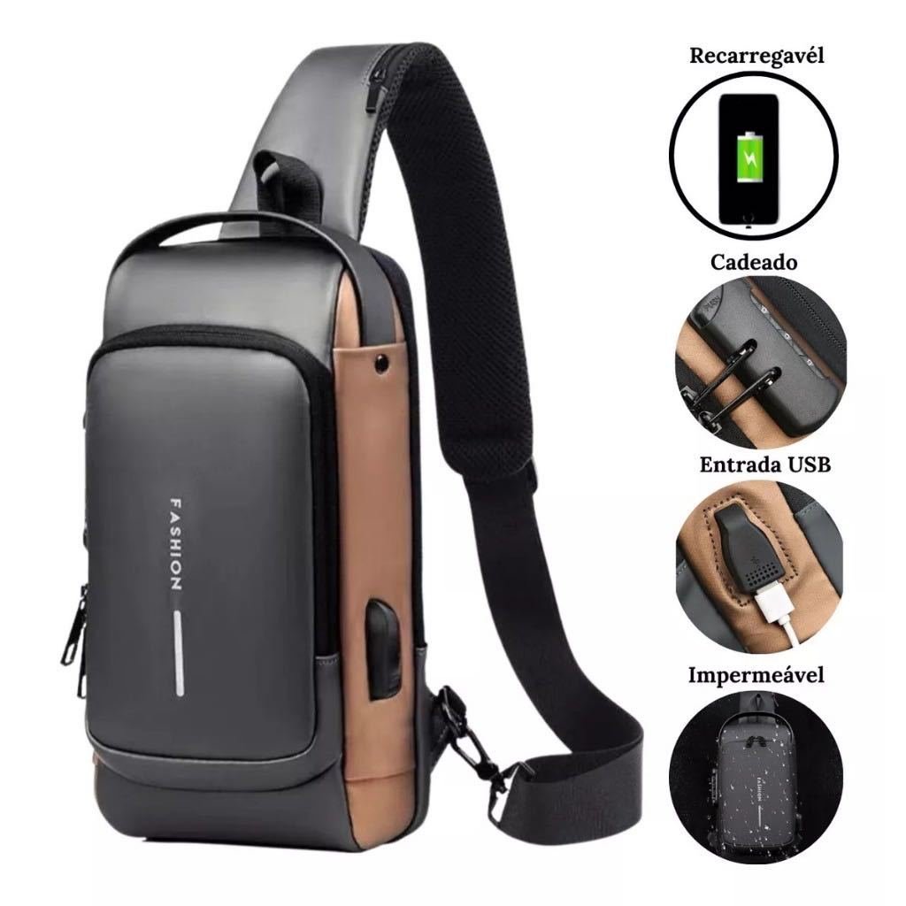 Bolsa transversal imperme&aacute;vel com cadeado para passeios